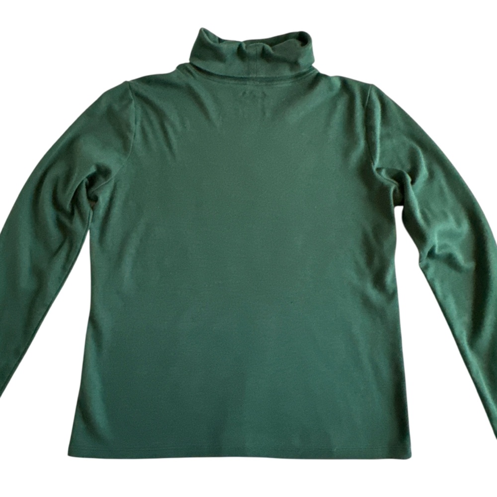 L.L. Bean Dark Green Supima Cotton Women’s Dark Green Turtleneck Top - Picture 1 of 13